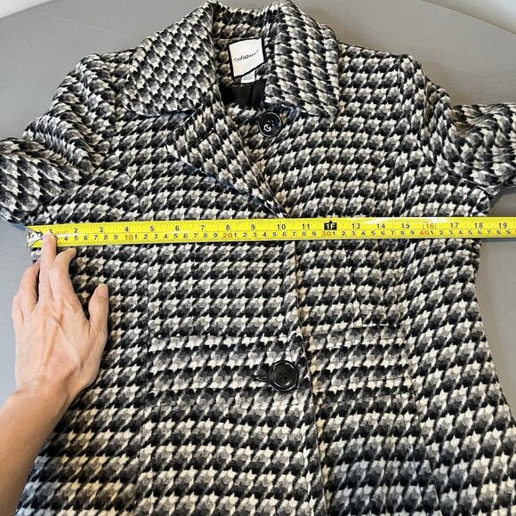 Croft & Barrow Small Black/White/Gray Wool Houndstooth Pattern Coat Knee Length - Picture 5 of 9